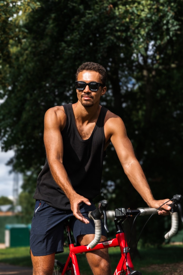 Cyclist portrait in sunglasses